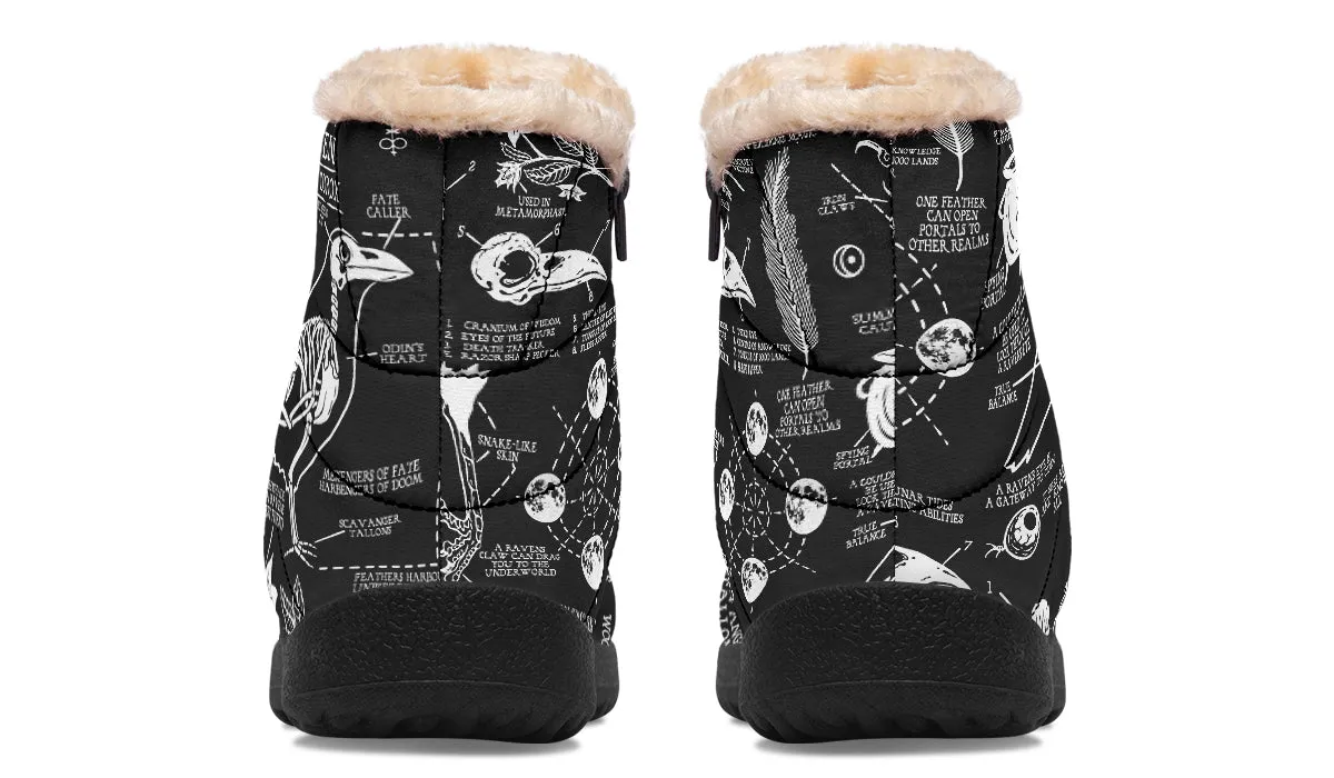 Raven Study Comfy Winter Boots - Warm Vegan Boots with Side Zipper and Anti-Slip Soles