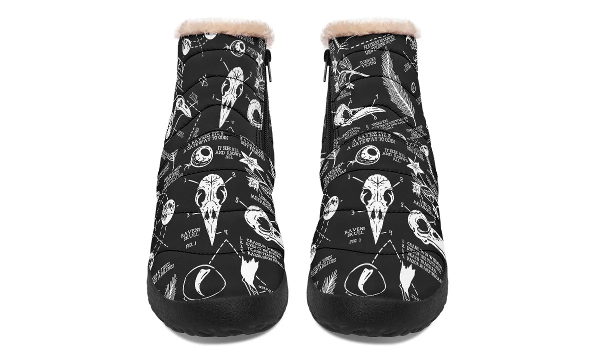 Raven Study Comfy Winter Boots - Warm Vegan Boots with Side Zipper and Anti-Slip Soles