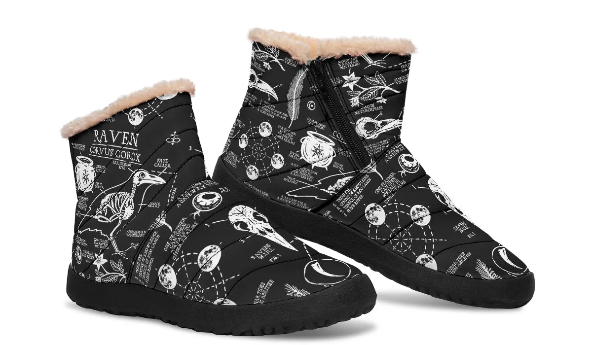 Raven Study Comfy Winter Boots - Warm Vegan Boots with Side Zipper and Anti-Slip Soles