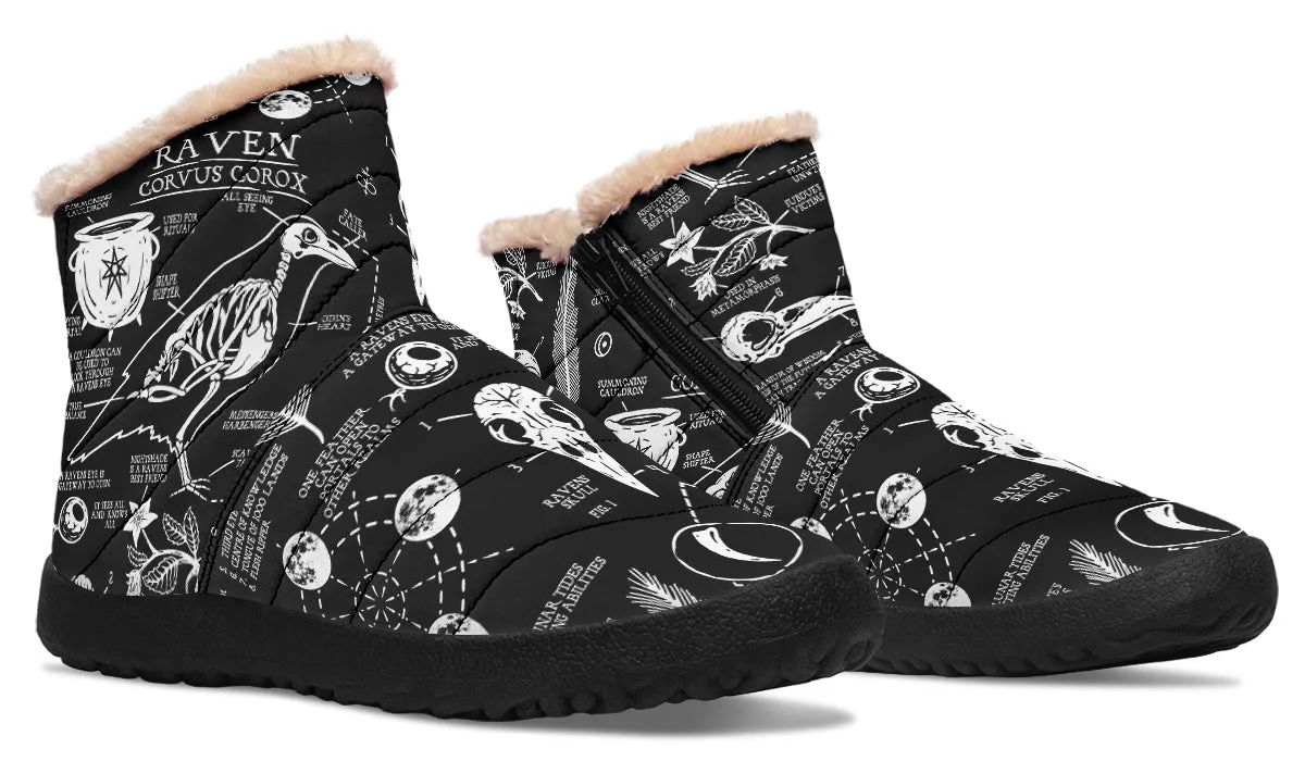 Raven Study Comfy Winter Boots - Warm Vegan Boots with Side Zipper and Anti-Slip Soles