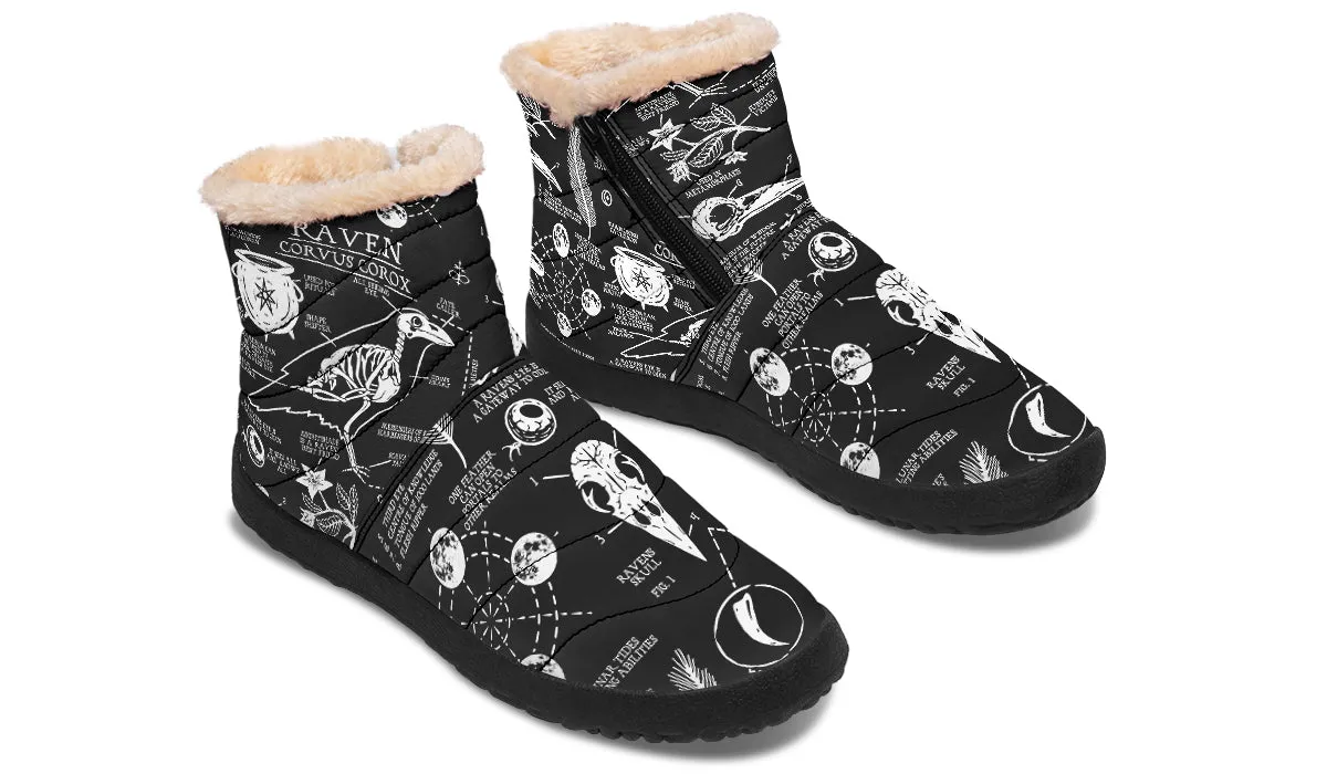 Raven Study Comfy Winter Boots - Warm Vegan Boots with Side Zipper and Anti-Slip Soles