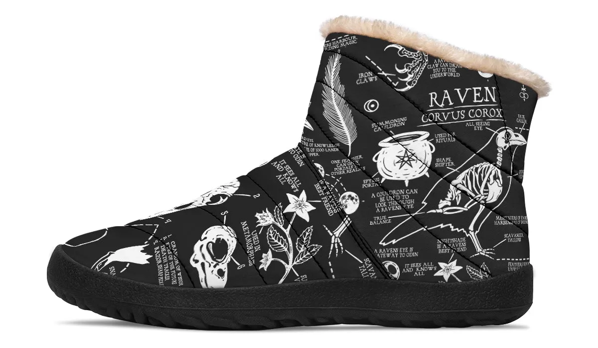 Raven Study Comfy Winter Boots - Warm Vegan Boots with Side Zipper and Anti-Slip Soles