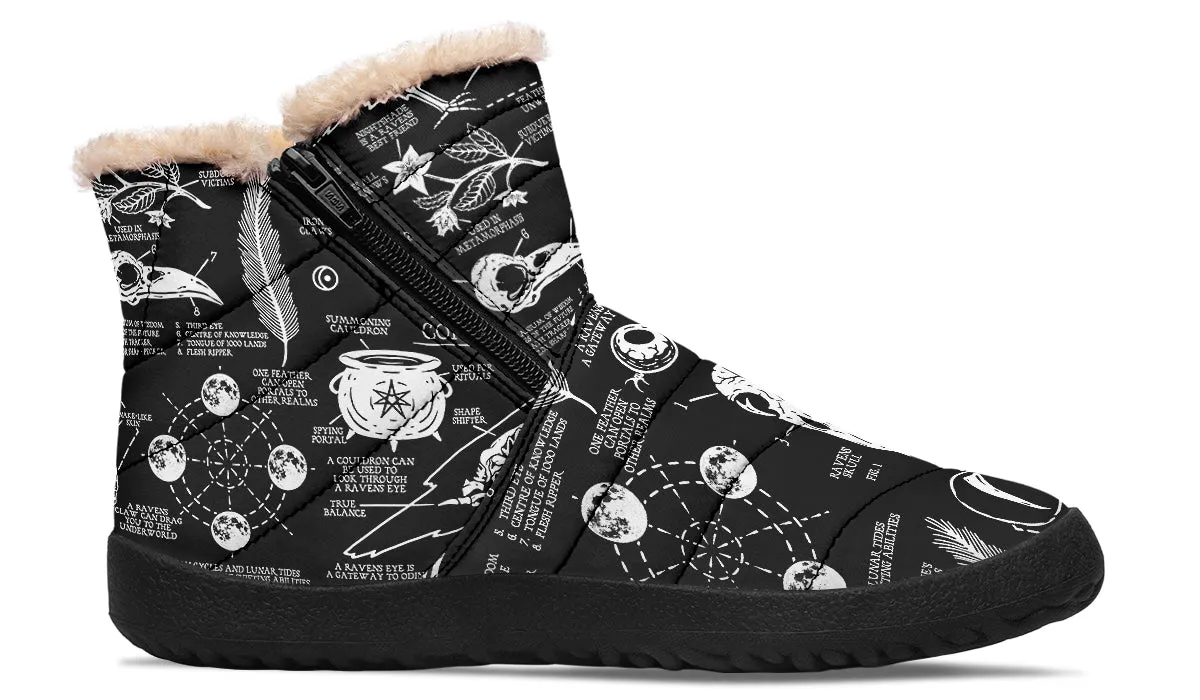 Raven Study Comfy Winter Boots - Warm Vegan Boots with Side Zipper and Anti-Slip Soles