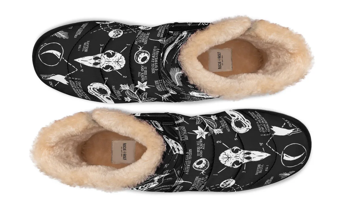 Raven Study Comfy Winter Boots - Warm Vegan Boots with Side Zipper and Anti-Slip Soles