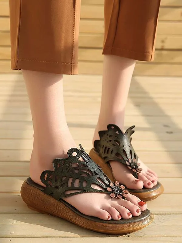 Summer Beach Literature Genuine Leather Slipper