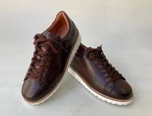 Tucci Di Lusso Mens Special Edition Italian Leather Brown Handmade Luxury Sneakers
